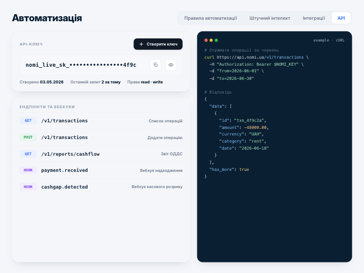 API для розробників Nomi